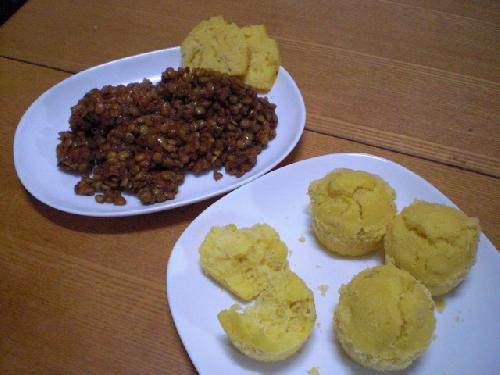 レンズ豆煮込み・コーンマフィン