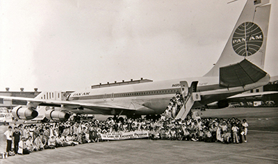 1972年，第１回ラボ国際交流。当時は「ラボ海外旅行」という名称でした。