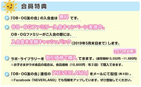 「ラボOB・OG友の会」入会特典